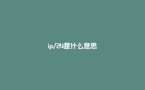 ip/24是什么意思