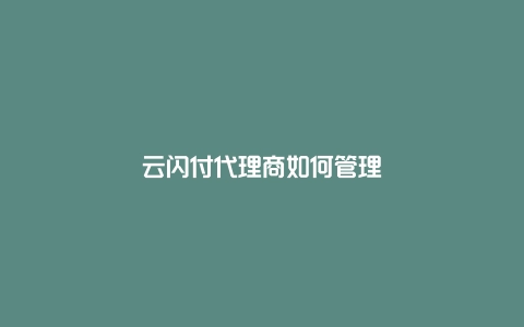 云闪付代理商如何管理商户信息？