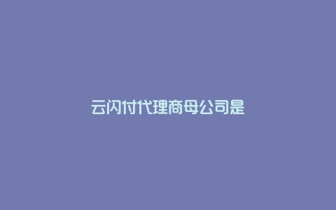 云闪付代理商母公司是哪家