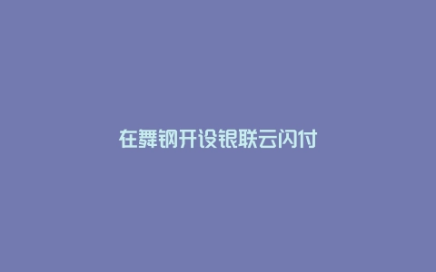 在舞钢开设银联云闪付代理店，怎样拥有第一桶金？